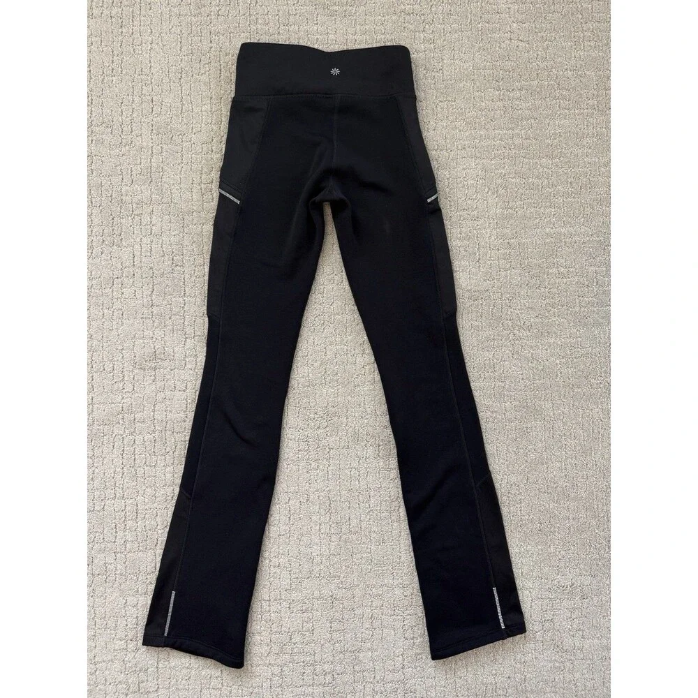 Athleta Polartec Powerlift Pants Womens Small Tall Black Fleece Bootcut Zip
